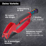 EASYmaxx Klingenschärfer und Schärfeinsätze mit 7 Einsätzen und Aufbewahrung im Griff für Messer, Werkzeug, Gartengeräte.