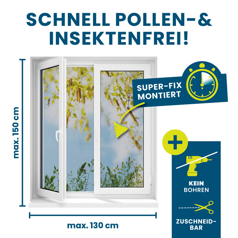 HOBERG Insekten- & Pollenschutzgitter mit Magnetbefestigung für Fenster - 2er-Set