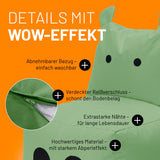 LUMALAND Animal Line Kindersitzsack Hippo - Pastell Grün mit abnehmbarem Bezug, verdecktem Reißverschluss und robustem, wasserabweisendem Material