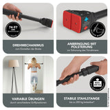 MAXXMEE Klimmzugstange ausziehbar 75-97 cm, schwarz, stabile Stahlstange, einfache Montage ohne Bohren, bis 200 kg belastbar, gepolstert