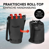 Where Tomorrow Dry Bag 5L - Style 01 - Schwarz mit praktischem Rolltop-Verschluss für wasserdichten Schutz bei Outdoor-Abenteuern.
