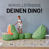 LUMALAND Animal Line Kindersitzsack Dino - Pastell Grün, kuscheliger, wasserabweisender und robuster Kindersitzsack mit Dino-Motiv.