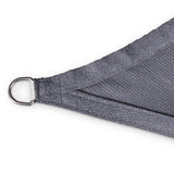 LUMALAND Sonnensegel 100% HDPE mit Stabilisator für UV-Schutz - Quadrat 3 x 3 Meter - Dunkelgrau, Ecke mit Metallring detailreich.