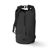 Where Tomorrow Dry Bag 10L - Style 02 - Schwarz, wasserdichter, robuster Outdoor-Rucksack mit verstellbarem Schultergurt und Rolltop-Verschluss.