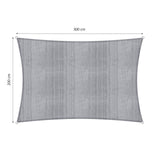 LUMALAND Sonnensegel 100% HDPE mit Stabilisator für UV-Schutz, Rechteck 2 x 3 Meter, Hellgrau, robust und reißfest.