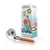 EASYmaxx Duschkopf LED-Farbwechsel 6cm mit Mineralkugeln und Temperaturanzeige in Grün, Blau und Rot.