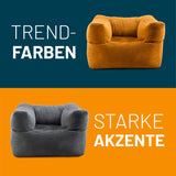 LUMALAND Modularer Sessel aus der Cord-Reihe, 96x72x70cm - Bezug soft und waschbar in trendigen Farben mit starkem Akzent in Grau und Orange.