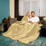 LUMALAND Kuscheldecke - 220x240 cm - Sofadecke & Tagesdecke in Beige, weich und flauschig, ideal für Sofa und gemütliche Abende.