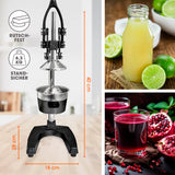 LUMALAND Manuelle Saftpresse - stabil, leise, pflegeleicht - müheloses Entsaften von Zitrusfrüchten und Granatäpfeln, mit Maßen und rutschfestem Design.