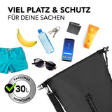 Where Tomorrow Dry Bag 30L - Style 02 - Schwarz, wasserdichter Outdoor-Rucksack mit 30L Fassungsvermögen und robustem Design.