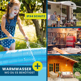 HOBERG Universal-Durchlauferhitzer für sofort warmes Wasser mit IPX4 Schutz, Edelstahl, einfache Installation an fast jedem Hahn.