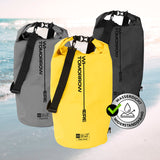 Where Tomorrow Dry Bag 30L - Style 01 - Gelb, wasserdichter, robuster Outdoor-Rucksack mit UV-Schutz und verstellbarem Schultergurt.