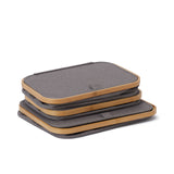 LUMALAND Aufbewahrungsbox mit Bambus-Rahmen 3er-Set, faltbar, verschiedene Größen, anthrazit/grau, platzsparend und alltagstauglich.