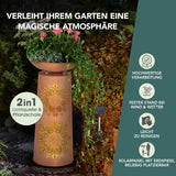 EASYmaxx LED-Dekosäule mit Pflanzschale in Rost-Optik Mandala, solarbetrieben, für Garten, Terrasse und Balkon.