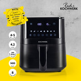 Rachs KOCHWERK Heißluft-Fritteuse Digital 4,2l mit 8 Programmen, Shake-Reminder und Bedienfeld für Grillen, Backen, Frittieren.