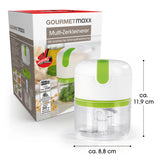 GOURMETmaxx Multi-Zerkleinerer inkl. USB-Kabel, kompakter Akku-Zerkleinerer mit 250 ml Fassungsvermögen, weiß/limegreen.