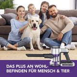 CLEANmaxx Akku-Zyklon-Staubsauger Digital-Display in anthrazit/silber/lila mit langer Laufzeit, Touch-Display und Spezial-Bodendüse.
