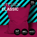 LUMALAND Sitzsack Classic XXL (380 L) - In- & outdoor - Rotwein, groß, bequem, wasserabweisend, 2in1 Sitz- und Liegefunktion.