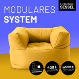 LUMALAND Sitzsack-Sofa Sessel senfgelb, modular, 400 L Volumen, Indoor & Outdoor, bequemer und kombinierbarer Loungesessel.