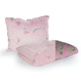 MAXXMEE Verwandlungskissen Glow in the dark Kissen Kopfkissen Fleecedecke 2in1 mit leuchtenden Einhornmotiven rosa weich flauschig