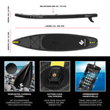 FitEngine Race SUP-Board Set (Touring) – 11‘8“ mit robustem Carbon-Paddel, Action-Cam-Halterung und verbesserter Handyhülle IPX8.