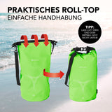 #DoYourOutdoor Dry Bag 10L - Grün mit wasserdichtem Rolltop-Verschluss und verstellbarem Schultergurt für Outdoor-Abenteuer.
