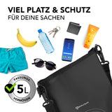 #DoYourOutdoor Dry Bag 5L - Schwarz wasserdichter, robuster Outdoor-Rucksack mit viel Platz für Handy, Schlüssel und mehr.