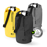 Where Tomorrow Dry Bag 30L - Style 02 - Schwarz wasserdichter, robuster Outdoor-Rucksack mit verstellbarem Schultergurt und rolltop Verschluss.