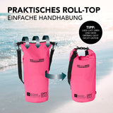 Where Tomorrow Dry Bag 20L - Style 01 - Pink mit wasserdichtem Rolltop-Verschluss und verstellbarem Schultergurt für Outdoor-Abenteuer.