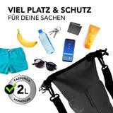 Where Tomorrow Dry Bag 2L - Schwarz, wasserdichter und robuster Dry Bag mit 2L Fassungsvermögen für Outdoor Abenteuer.