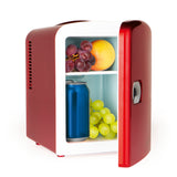 GOURMETmaxx Mini-Kühlschrank Retro 45W Rot mit 4 Litern, kühlt und wärmt, ideal für Getränke und Snacks unterwegs.