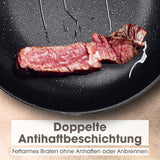 BRATmaxx Karbonstahl-Bratpfanne Ø 24 cm mit doppelter Antihaftbeschichtung für fettarmes Braten ohne Anhaften auf allen Herdarten.