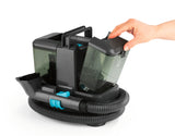 Polster- & Teppichreiniger Kompakt - Grau/Blau mit Doppel-Tank-System und zwei Düsen für gründliche Reinigung von Polstern und Teppichen.