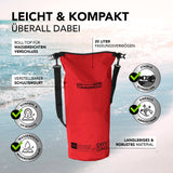 Where Tomorrow Dry Bag 20L - Style 01 - Rot, leichter wasserdichter Rucksack mit UV-Schutz und verstellbarem Schultergurt.