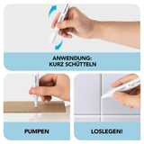 EASYmaxx Fugenweißstift 4-tlg. Set zeigt Anwendung zum präzisen und wasserfesten Verfärbungen von Fugen Weiß machen.