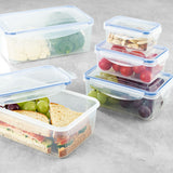 GOURMETmaxx Frischhaltedosen Klick-it 10-tlg. transparent/blau, stapelbar, mikrowellen- und gefrierschrankgeeignet, spülmaschinenfest.