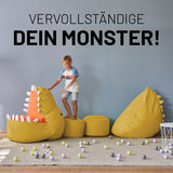 LUMALAND Kindersitzsack Animal Line Monster - Senfgelb als kuscheliger, wasserabweisender Sitzplatz für Kinder, robust und pflegeleicht.