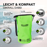 Where Tomorrow Dry Bag 10L - Style 01 - Grün, wasserdicht, UV-Schutz, verstellbarer Schultergurt, robuster Reißverschluss, leicht und kompakt.