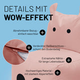 LUMALAND Animal Line Kindersitzsack Hippo - Pastell Pink mit abnehmbarem Bezug, Reißverschluss und wasserabweisendem Material.