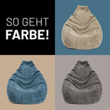 LUMALAND Sitzsack GIANT aus der Cord-Reihe 135 x 100 cm mit softem waschbarem Bezug in drei Farbvarianten Grau Beige Blau
