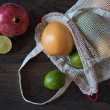 LUMALAND Einkaufsbeutel aus 100% Baumwolle - 5er-Set, nachhaltig, wiederverwendbar, ideal für Obst und Gemüse, umweltfreundliche Tragetaschen.