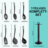 GOURMETmaxx Küchenhelfer-Set mit Aufbewahrungsständer, 7-teilig, hitzebeständig, pfannenschonend und spülmaschinengeeignet.
