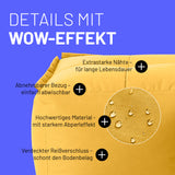 LUMALAND Sitzsack-Hocker Senfgelb mit extrastarken Nähten, abnehmbarem, abwischbarem Bezug und verdecktem Reißverschluss.