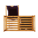 LUMALAND Bambus Wäschekorb mit 2 ausziehbaren Wäschesäcken in Lila, 73 x 64 x 33 cm, stabil und platzsparend.