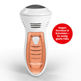 VITALmaxx Hornhautentferner mit Saugfunktion, kabellos, weiß/rosegold, inklusive Akku und USB-Kabel, für sanfte Hornhautentfernung.