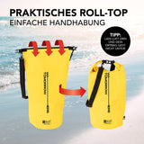 Where Tomorrow Dry Bag 30L - Style 01 - Gelb mit wasserdichtem Rolltop und verstellbarem Schultergurt für Outdoor-Abenteuer.