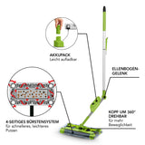 Akku-Besen Swivel Sweeper G2 + Ersatz-Akku kabellos, 4-seitiges Bürstsystem, 360° drehbar, Ellenbogengelenk, leicht aufladbar, limegreen.