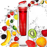 #DoYourFitness Trinkflasche mit Früchtebehälter, 800 ml, Rot, BPA-frei, langlebig und ideal für gesundes Wasser mit Obstgeschmack.