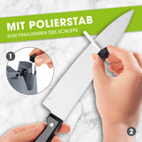 GOURMETmaxx Messerschärfer - anthrazit/schwarz mit Polierstab zum finalen Schärfen von Messern für glatte und wellige Klingen.