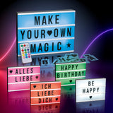 EASYmaxx LED-Leuchtkasten A4 mit 173 Buchstaben & Symbole, inkl. Schreib-Set mit bunten Botschaften und Fernbedienung.